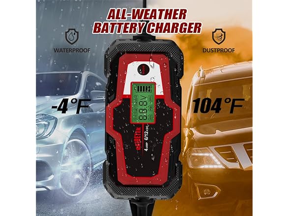 6V/12V 4A Car Battery Charger, Automatic