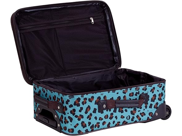 Rockland 4Pc Softside Blue Leopard Luggage Set