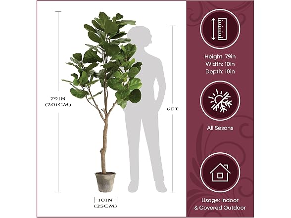 National Tree Company 79 Inch Artificial Fiddle Leaf Fig Tree in Clay Pot