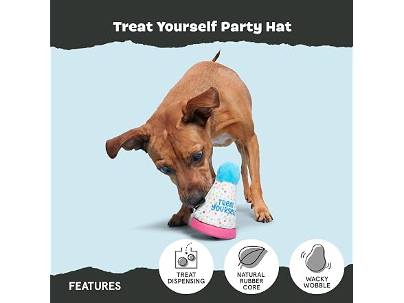 Barkbox Treat Yourself Party Hat Dog Toy | Rip & Reveal