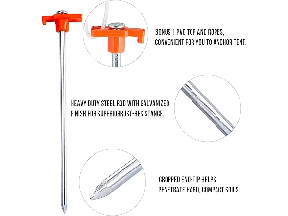 ABCCANOPY 11 Inch Tent Stakes 10 Pcs Non