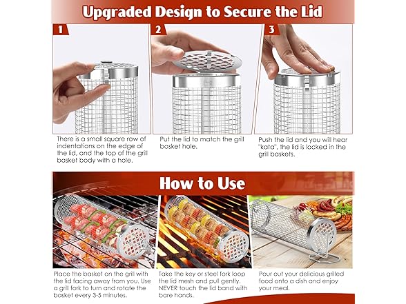 2 Pack BBQ Rolling Grill Baskets