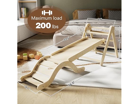 doowroodni 7-in-1 Pikler Triangle Climb