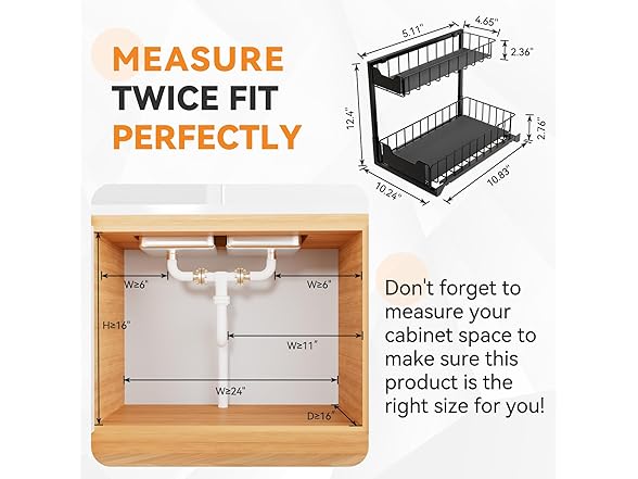 Cegkanenx 2 Pack Metal Under Sink Organizer
