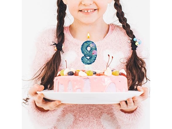 laackys Blue Shell Sequin Number Candle