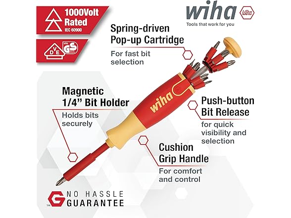 Wiha 38050 14pc Insulated Pop-up Bit Holder Set