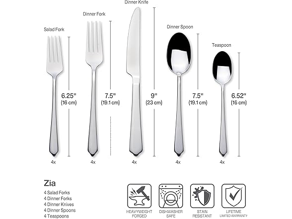 Towle Living Zia 18.0 Forged 20 Piece Stainless Steel Flatware Set