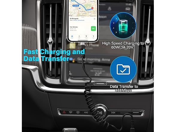 Veeloon Coiled Car Carplay Cable