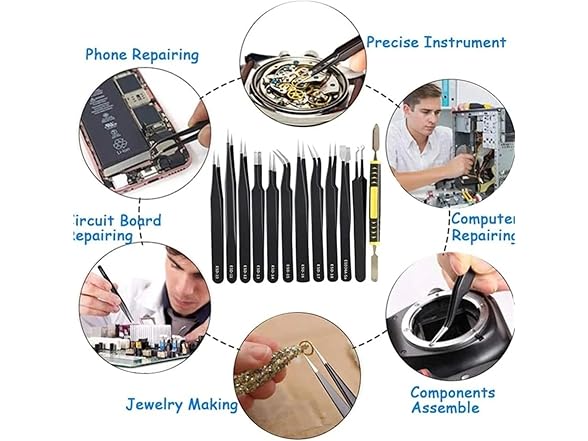 Synap AAP-Tool-350 12-Piece Tweezers Set
