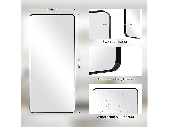 Anpark Black Rectangle Full Length Mirror