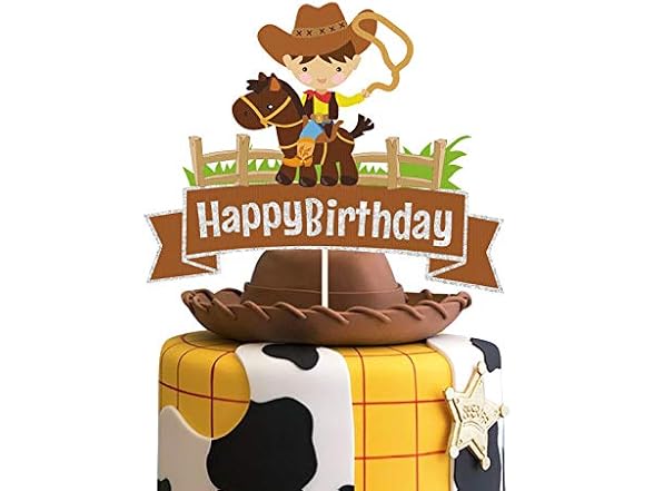 Cowboy Happy Birthday Cake Topper