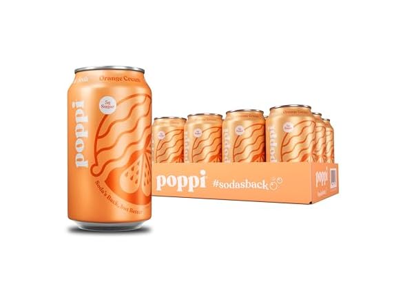 12PK Poppi Sparkling Prebiotic Soda Beverage, Orange Cream