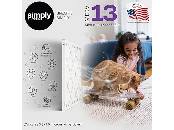 Simply 1Air Filter, Merv 13, MPR 1500, 6 Pack