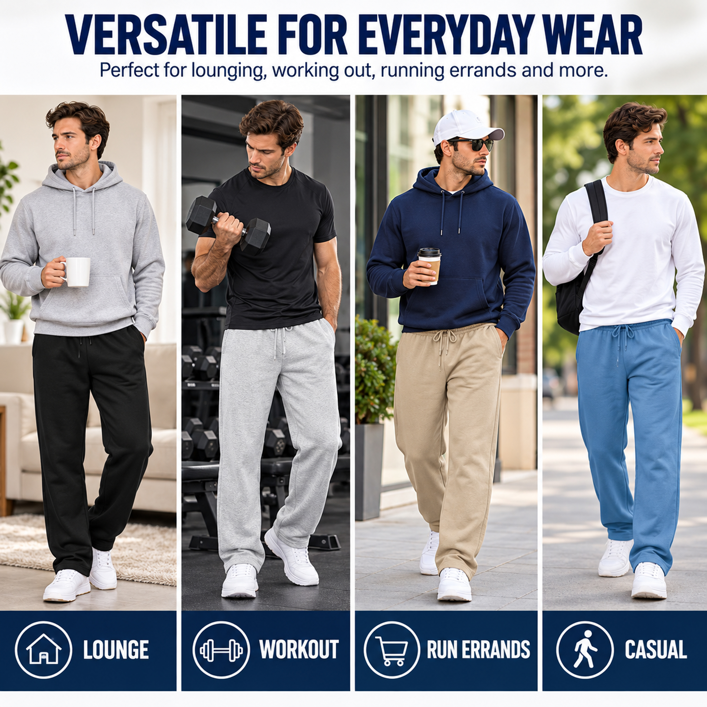 4Pk Mens Open Bottom Sweatpants - Gallery 21