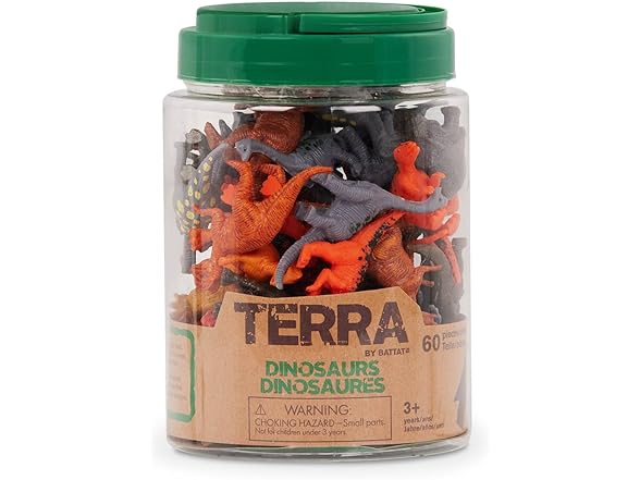 Terra by Battat – 60 Pieces Dinosaur Figures Assorted