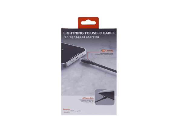 10FT Lightning to USB-C Charging Cable