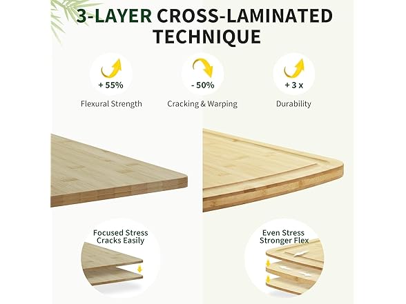 30" x 20" Extra Large Bamboo Cutting Board for Kitchen