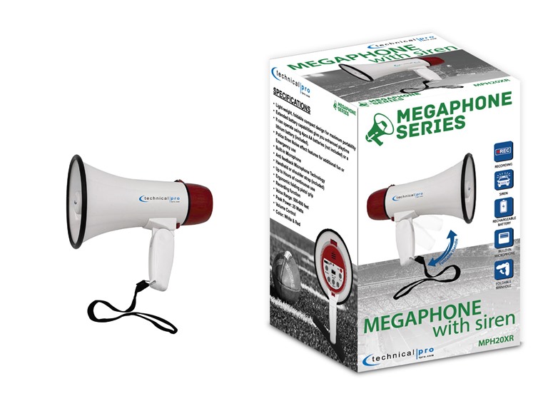 Technical Pro TPROE-MPH20XR Rechargeable Megaphone with Si