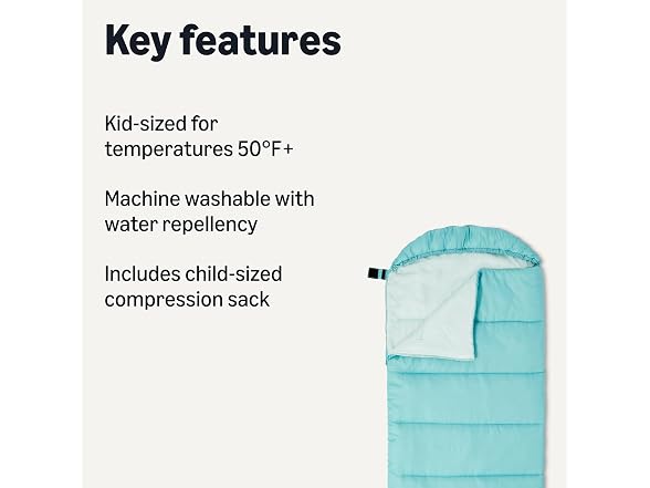 Amazon Basics Boys Sleeping Bags Aqua