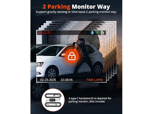 2K Dash Cam Front and Rear with 64GB SD Card