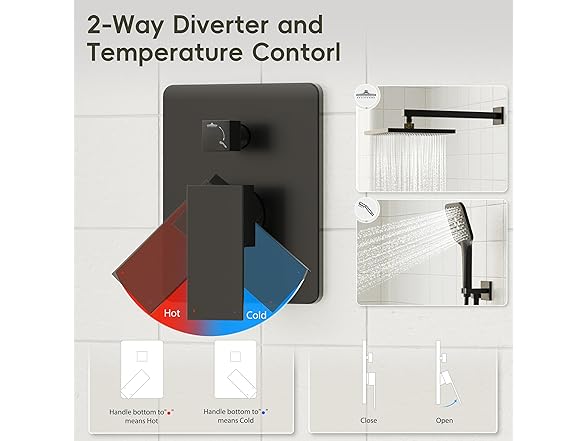 Gabrylly Shower System, 10" Rain Shower Head Set
