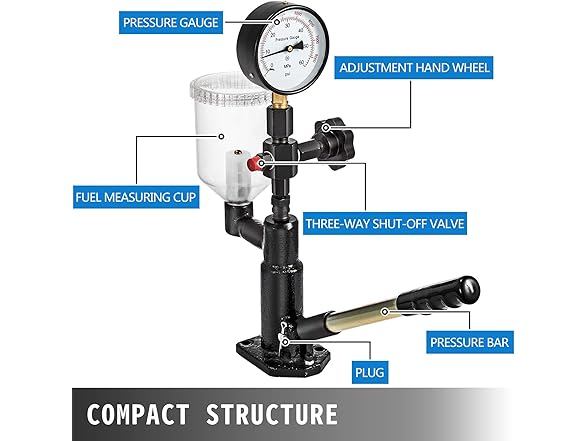 SKYSHALO Diesel Injector Tester with Dual Scale Gauge