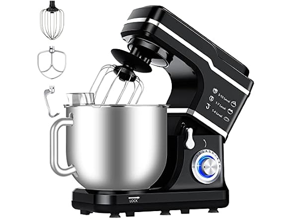 Stand Mixer, 7.5 Qt Stand Food Mixer 10 Speed Black