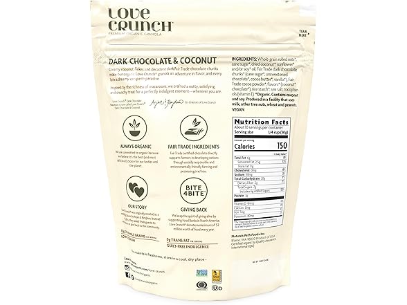 Love Crunch Organic Dark Chocolate & Coconute