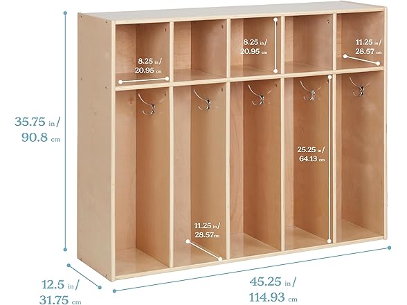 ECR4Kids 5-Section Toddler Coat Locker