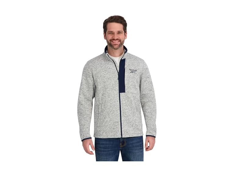 Reebok Men Mock Neck Zip-up Sweater Fleece Jacket - Gallery 10