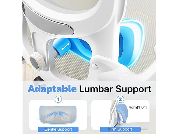 ALLGOD Ergonomic Office Chair, Breathable Mesh Ergonomic Desk Chair with Adjustable Lumbar Support, Flip-up Armrests, Computer Chairs Comfortable for Home, Office, Work, 300lbs, White, Upgrade (Open Box)