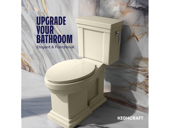 Highcraft B1TSPE Elongated Plastic Toilet Seat, Bone