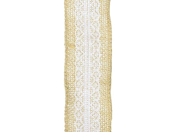 HUJI Natural Jute Burlap with Lace Ribbon