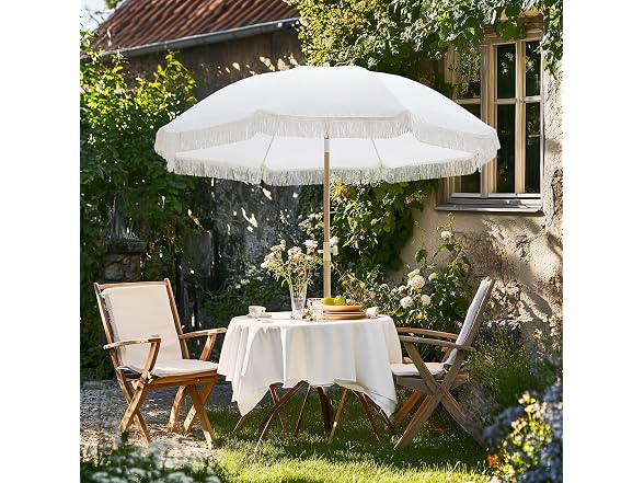 6.5FT Boho Patio Umberlla Cream