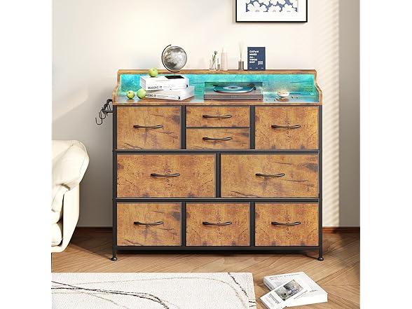 Leadpro Dresser with Charging Station and LED