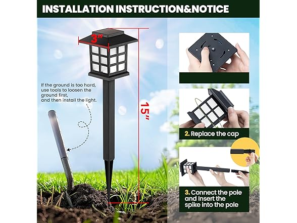 (12 Pack) GIGALUMI Solar Outdoor Lights