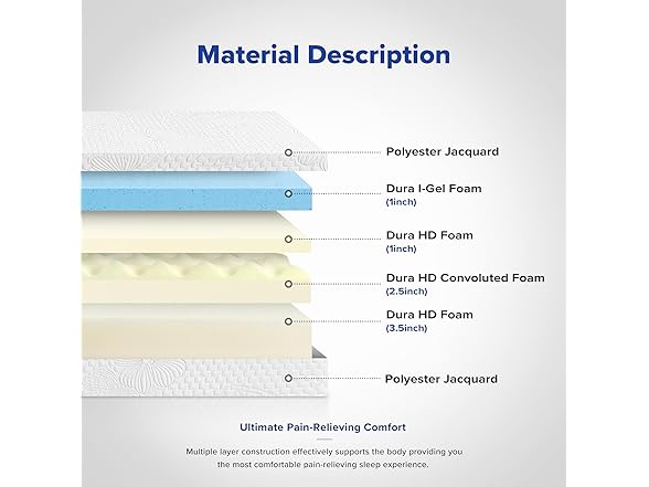 Olee Sleep Full Mattress, 8 Inch Gel Memory Foam