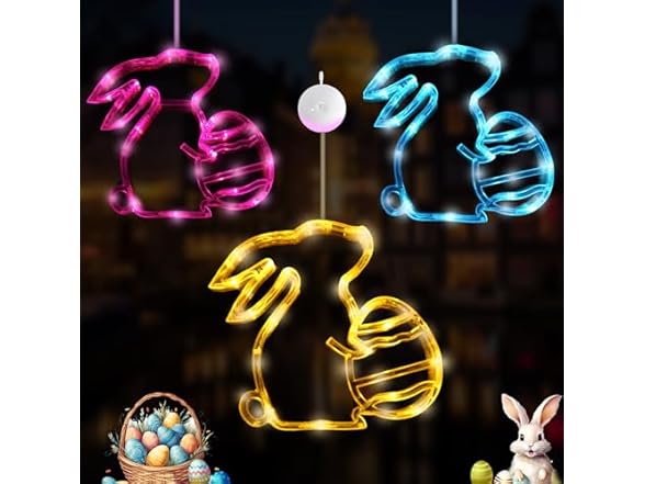 Easter Window Lights Hanging Bunny