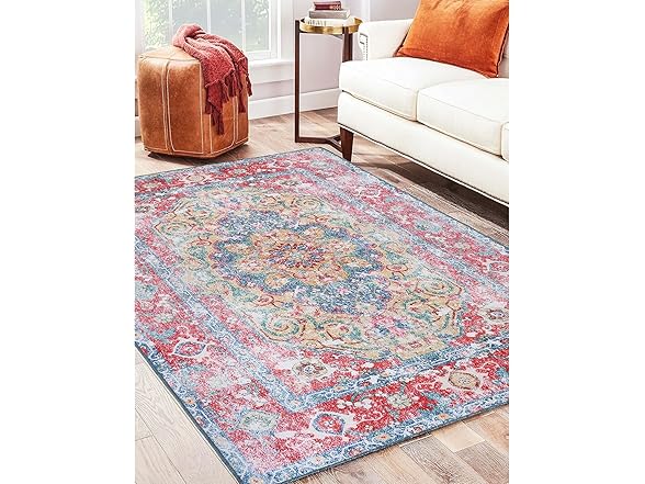 Superior Rustic Medallion Non-Slip Indoor Rug