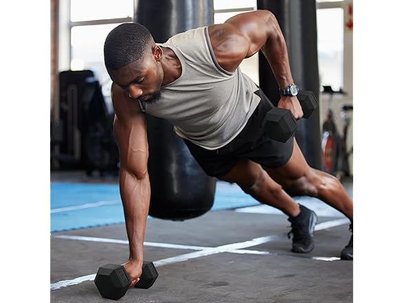 RitFit 5LB Rubber Encased Hex Dumbbell Set