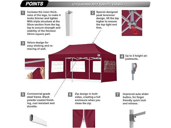 ABCCANOPY Winter Gazebo 8x16 Burgundy