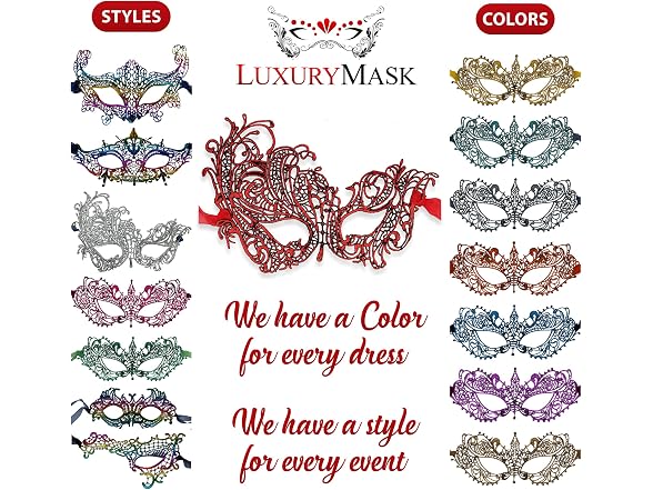 Red Masquerade Mask For Women - Swan Lace