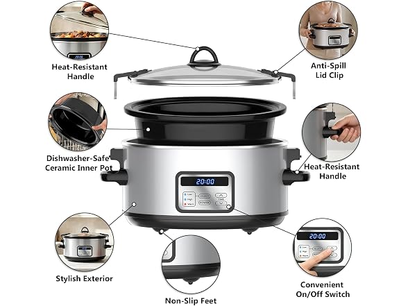 YAZRODE Programmable Slow Cooker