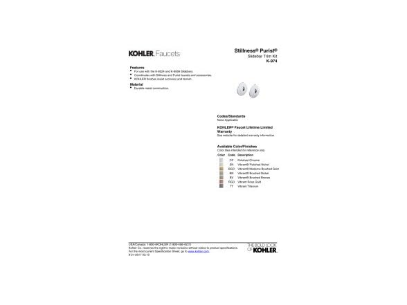 KOHLER Stillness/Purist Slide Bar Trim