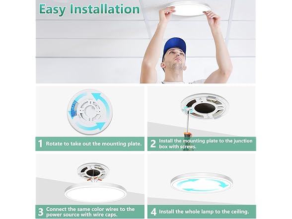 Brightever 2Pk 9" LED Flush Mount Ceiling Light