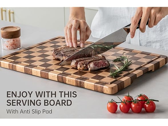 Checkered Acacia Wood Cutting Board