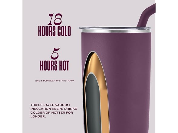 S'well Stainless Steel Tumbler with Straw  24oz, Plum