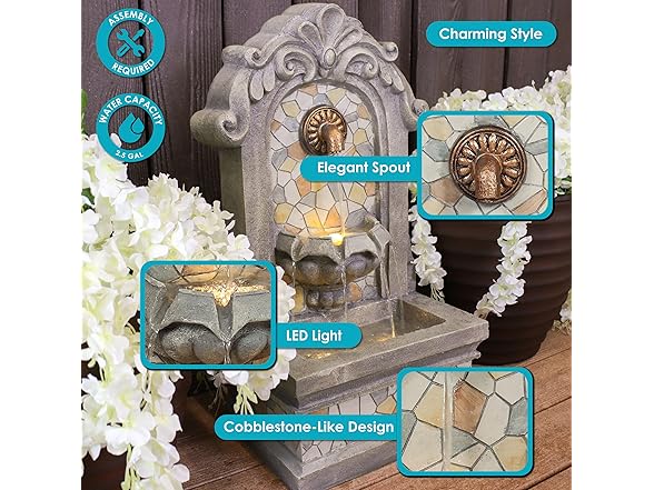 Sunnydaze 27" H Enchanting Estate Polyresin Fountain