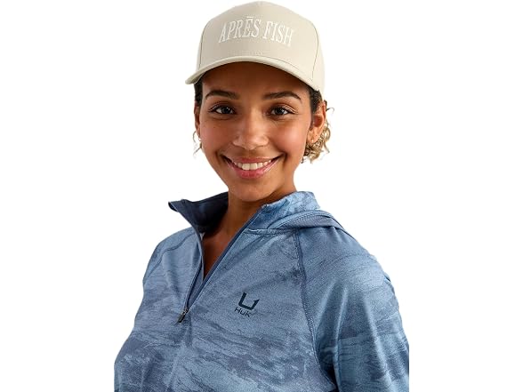 HUK Women's Anti-Glare Snapback Fishing Hat, Oyster Grey
