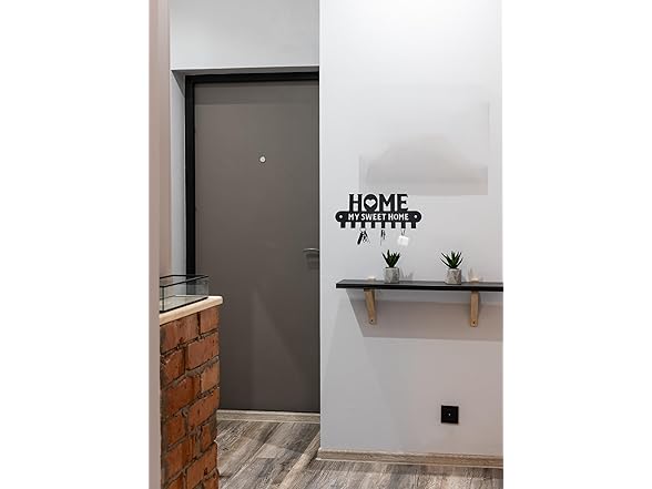 Black Metal Key Holder, Wall Mount, 8 Hooks